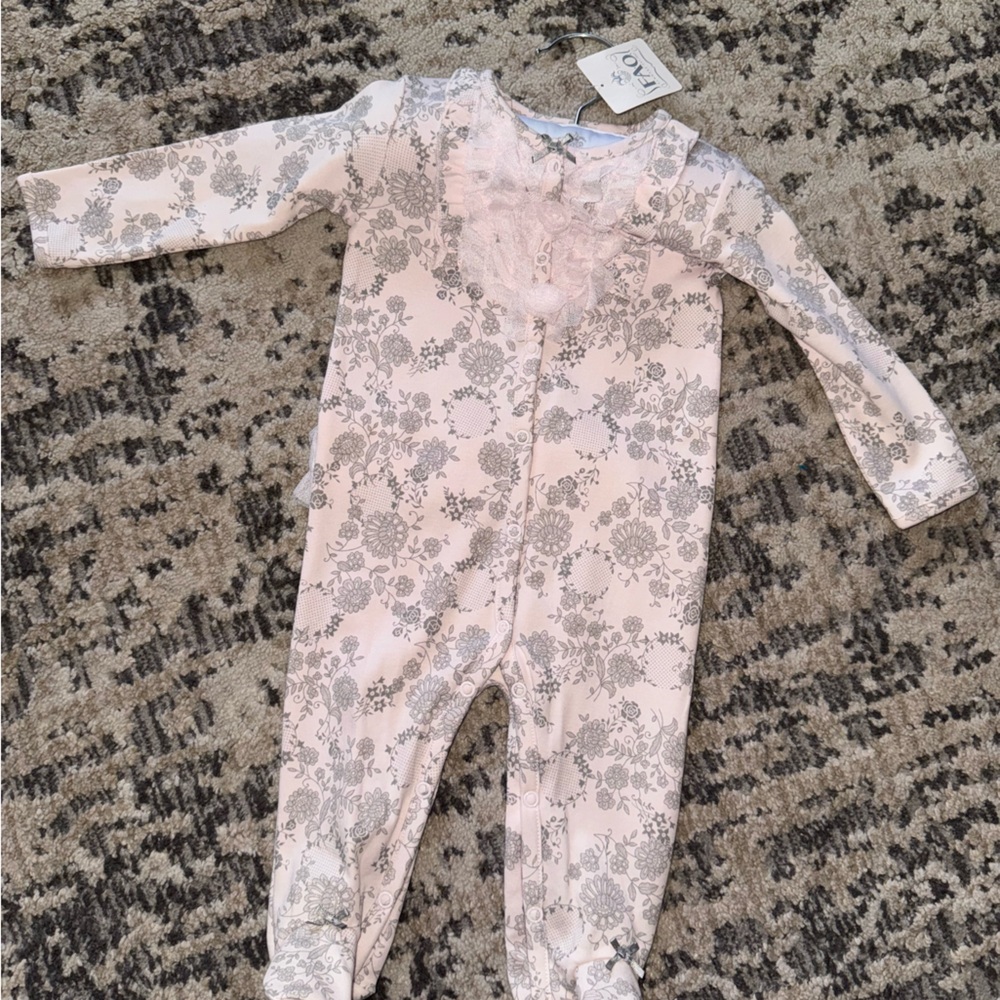 FAO Schwarz Pink and Gray Floral One Piece